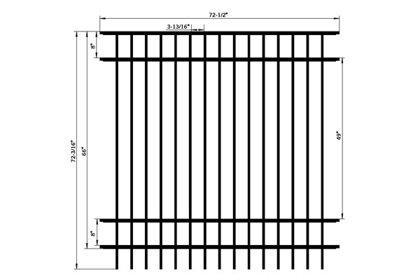 Panouri de gard ornamental pentru piscină cu 3 șine galvanizate/aluminiu